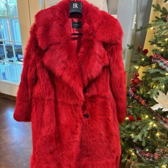 LUX Banana Republic Toscana Red Madder Shearling Luxury Coat - Picture 1 of 11